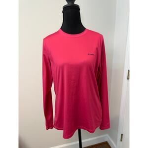 Columbia Women's Tidal Tee PFG Long Sleeve Shirt in Bright Poppy with Fish Flag